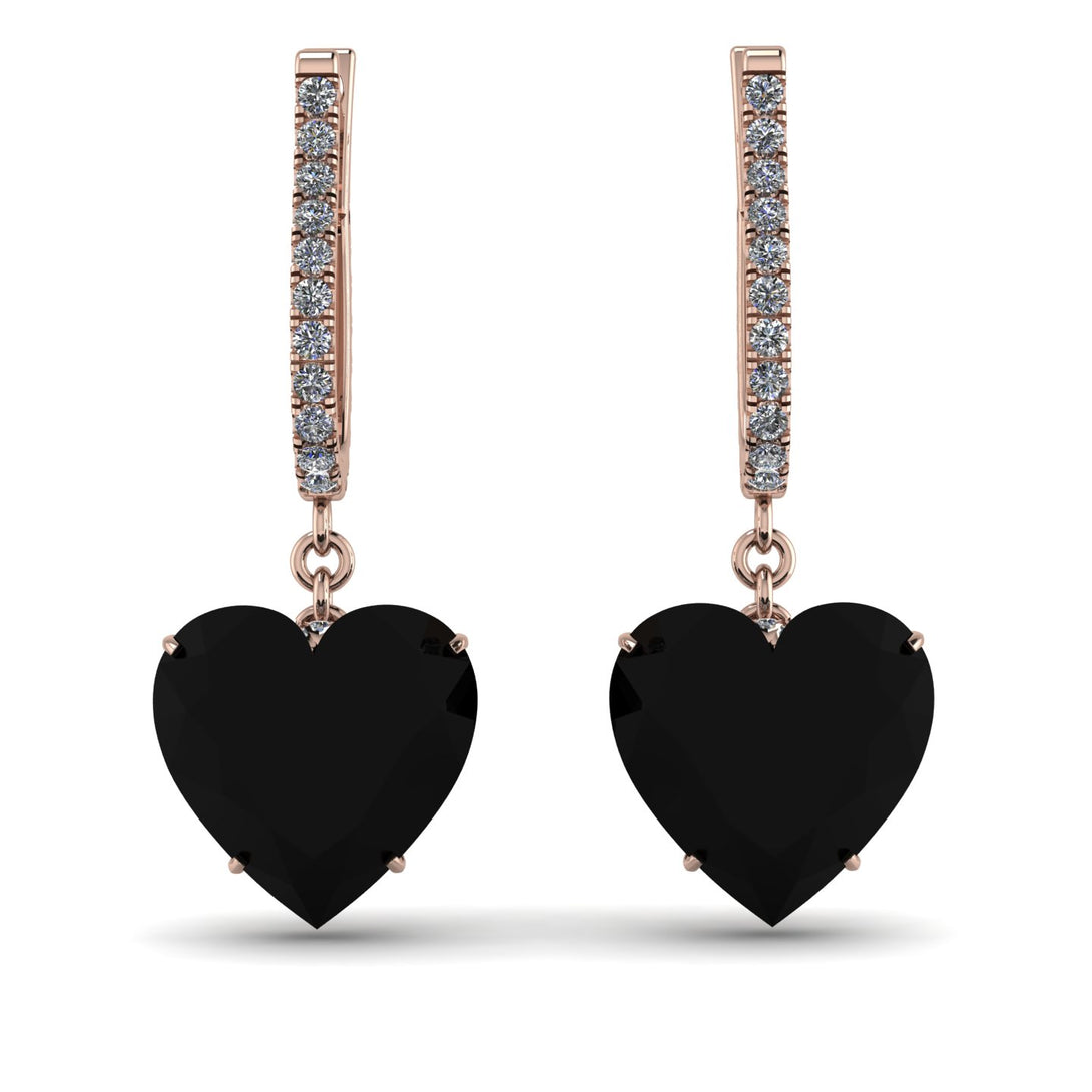 Heart Black Diamond Earrings - Noelle No. 8