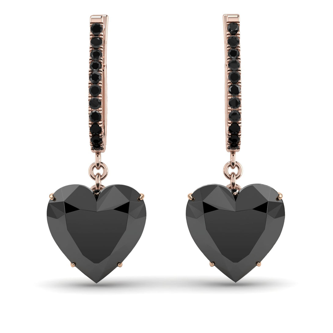 Heart Black Diamond Earrings - Noelle No. 38