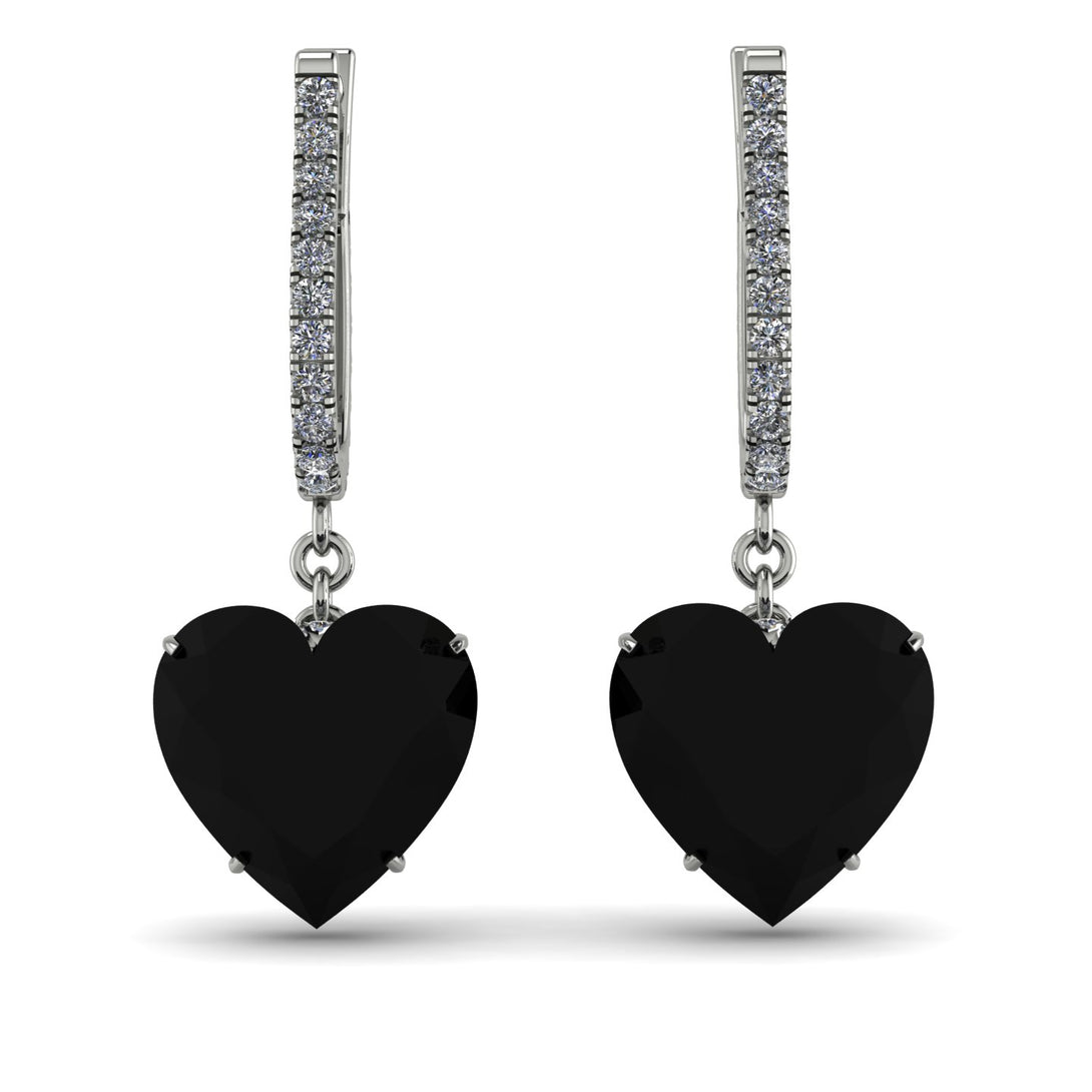 Heart Black Diamond Earrings - Noelle No. 9