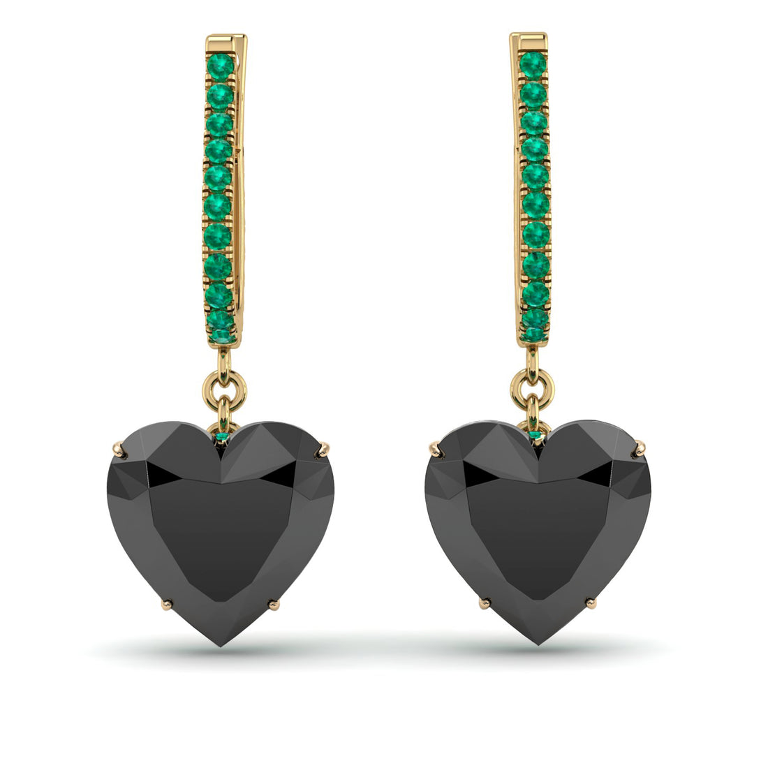 Heart Black Diamond Earrings - Noelle No. 22