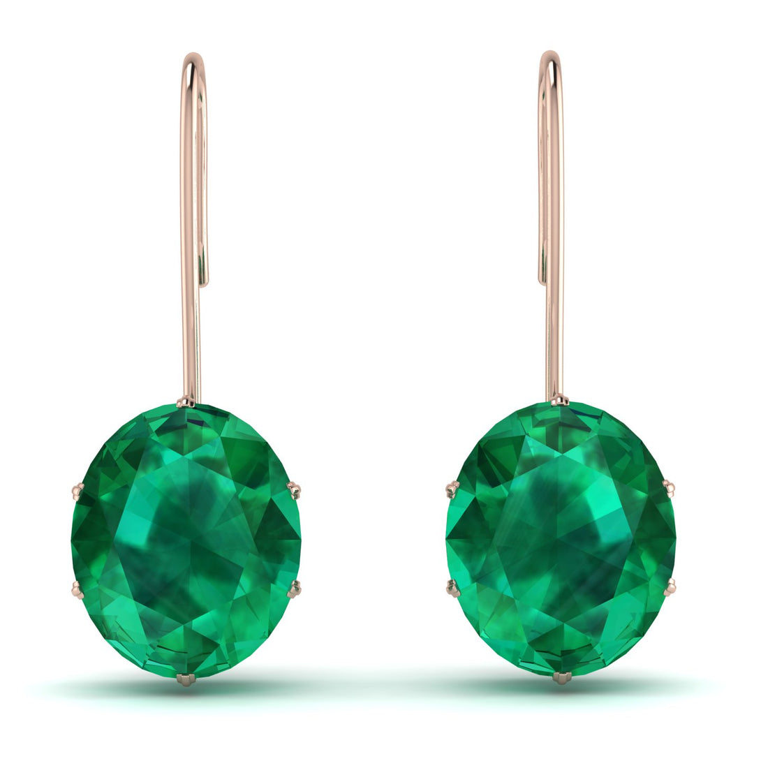 Oval Hidden Halo Emerald Earrings - Gemma No. 5