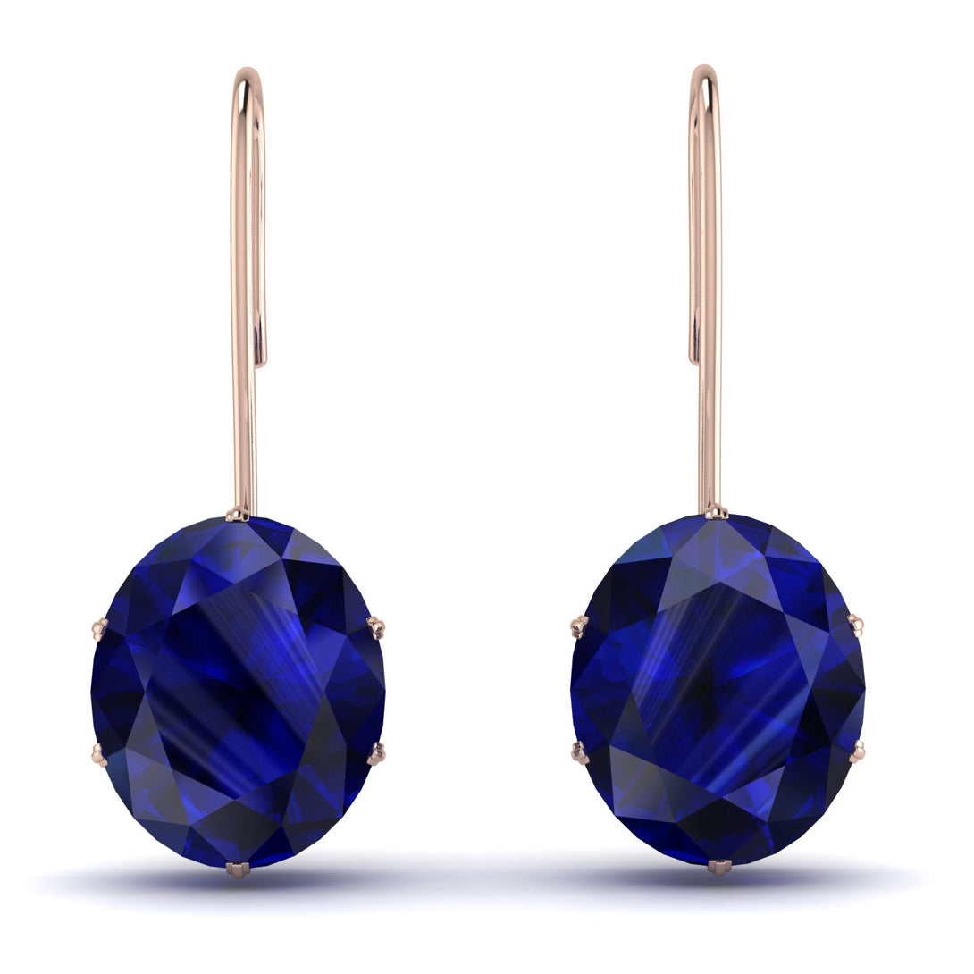 Oval Hidden Halo Sapphire Earrings - Gemma No. 14