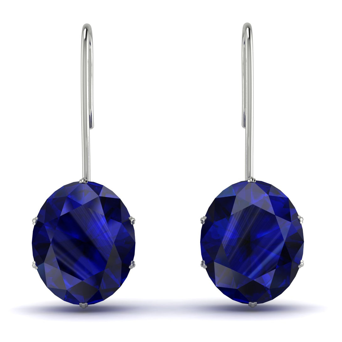 Oval Hidden Halo Sapphire Earrings - Gemma No. 75