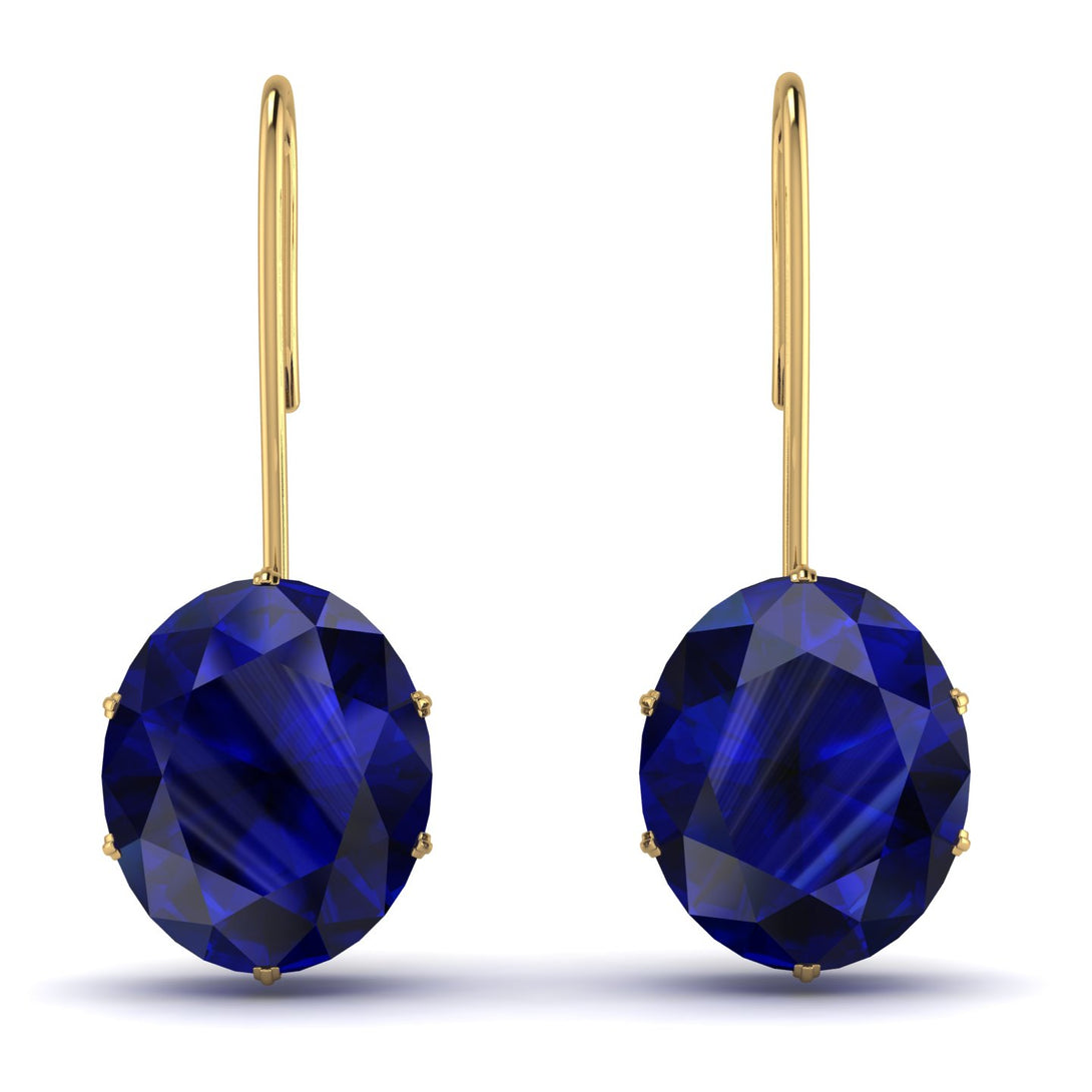 Oval Hidden Halo Sapphire Earrings - Gemma No. 28