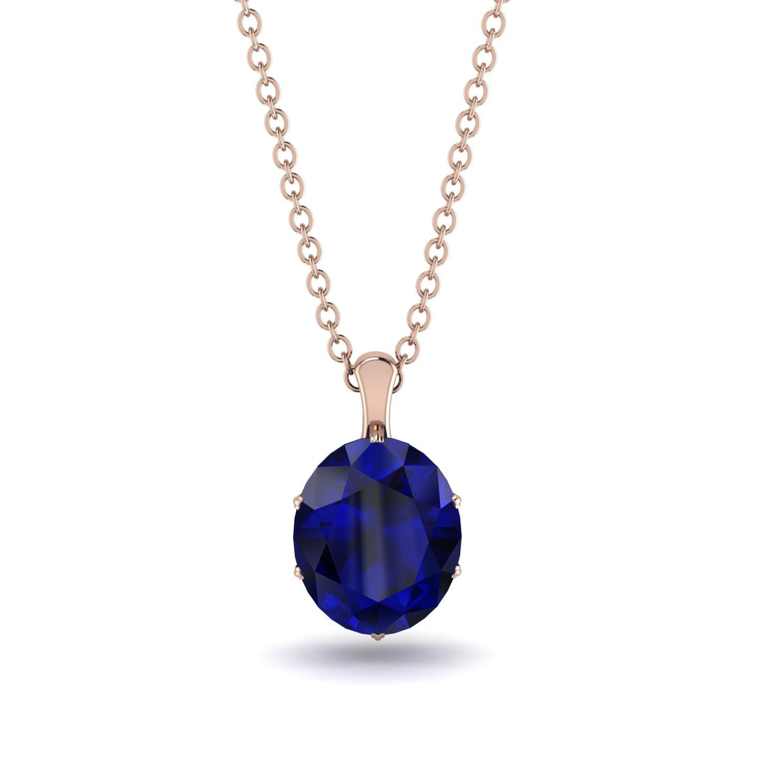 Oval Sapphire Hidden Halo Necklace - Gemma No. 44