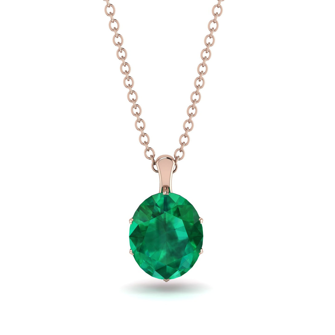 Oval Emerald Hidden Halo Necklace - Gemma No. 50