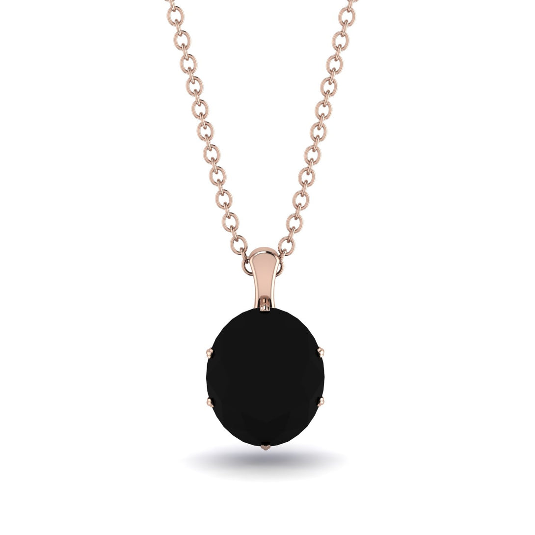 Oval Black Diamond Hidden Halo Necklace - Gemma No. 68