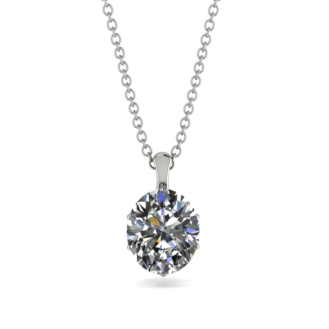 Oval Diamond Hidden Halo Necklace - Gemma No. 3