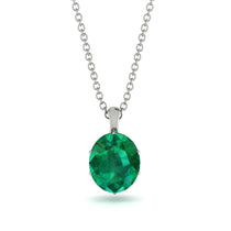 Oval Emerald Hidden Halo Necklace - Gemma No. 6 image 1