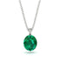 Oval Emerald Hidden Halo Necklace - Gemma No. 6