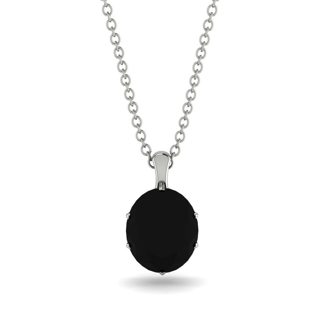 Oval Black Diamond Hidden Halo Necklace - Gemma No. 9