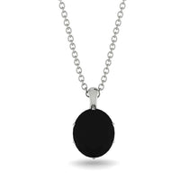 Oval Black Diamond Hidden Halo Necklace - Gemma No. 9 image 1