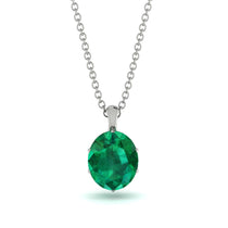 Oval Emerald Hidden Halo Necklace - Gemma No. 21 image 1