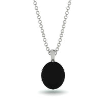 Oval Black Diamond Hidden Halo Necklace - Gemma No. 24 image 1