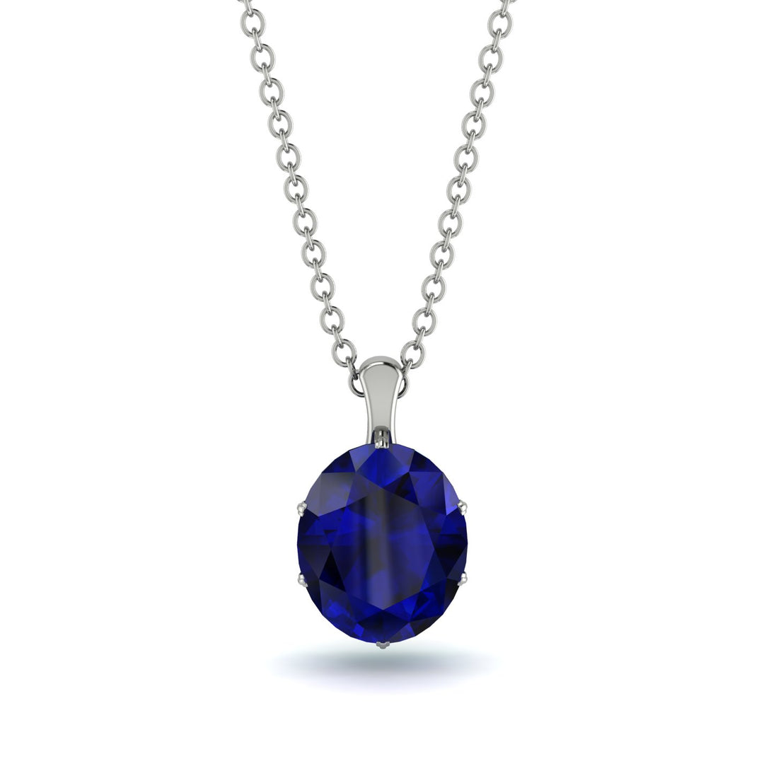 Oval Sapphire Hidden Halo Necklace - Gemma No. 30