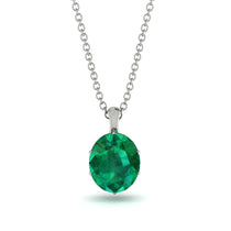Oval Emerald Hidden Halo Necklace - Gemma No. 36 image 1