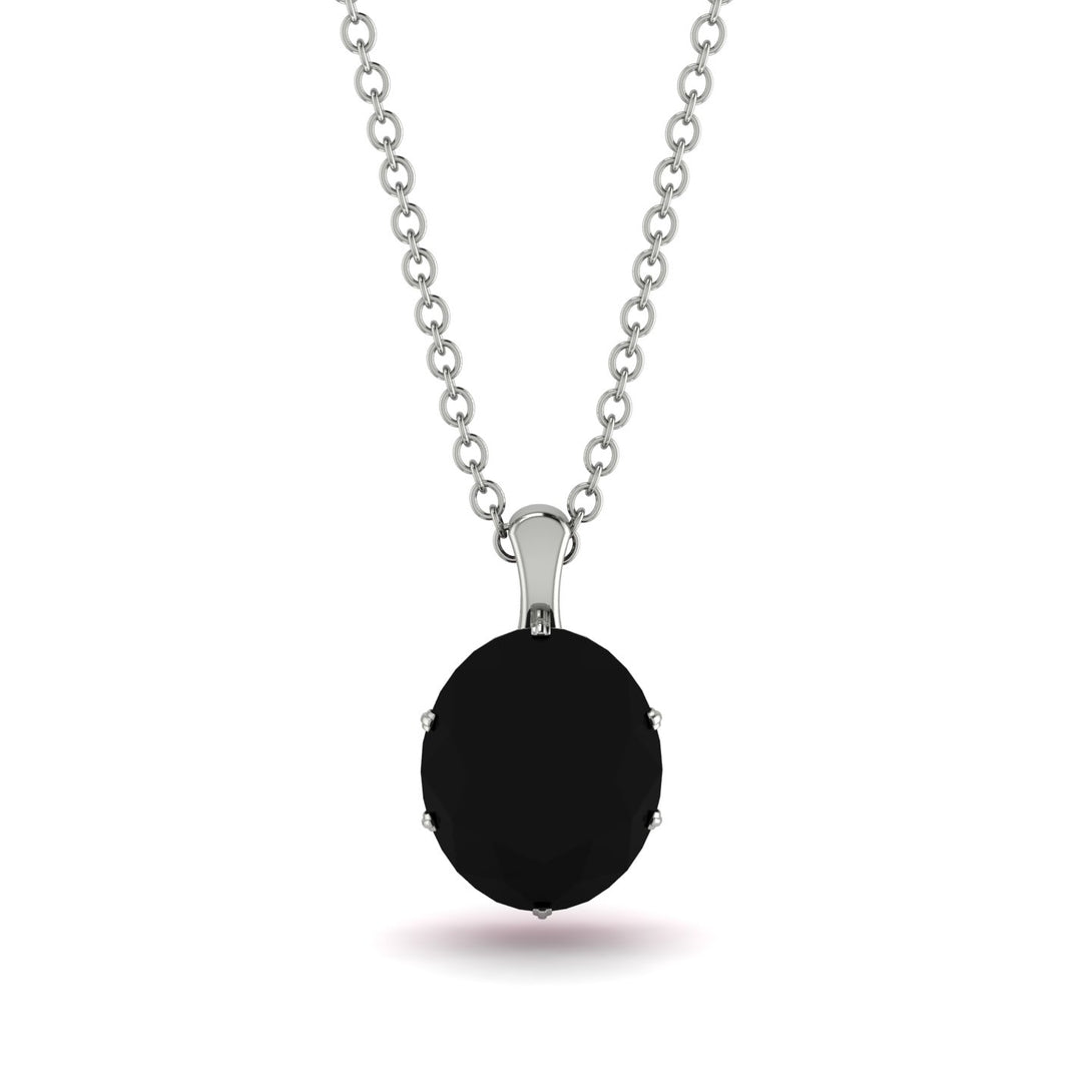 Oval Black Diamond Hidden Halo Necklace - Gemma No. 54