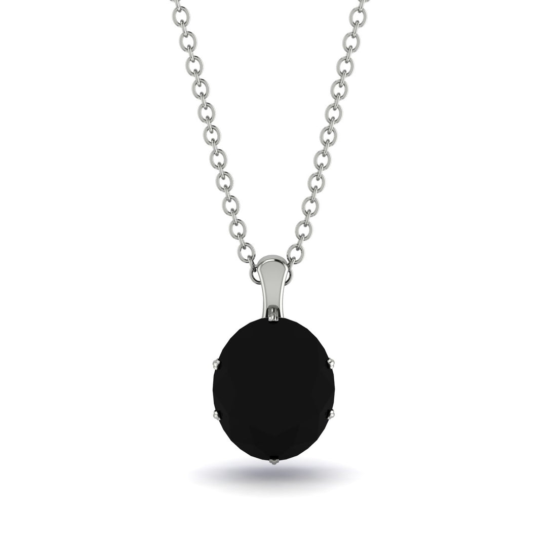 Oval Black Diamond Hidden Halo Necklace - Gemma No. 69