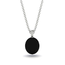 Oval Black Diamond Hidden Halo Necklace - Gemma No. 69 image 1