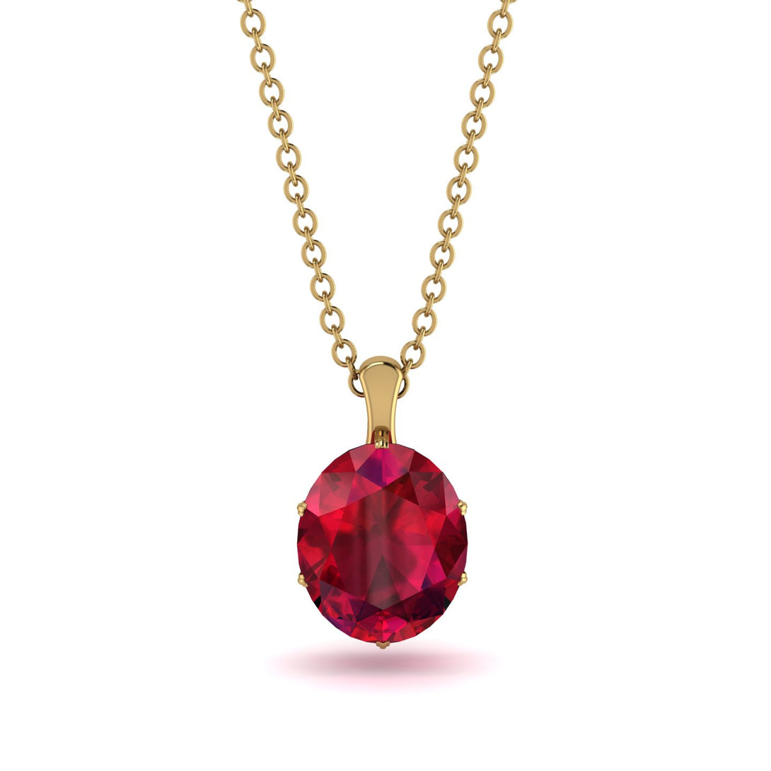Oval Ruby Hidden Halo Necklace - Gemma No. 55