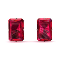 Hidden Halo Emerald Cut Ruby Earrings - Vanessa No. 26 image 1