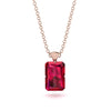 Hidden Halo Emerald Cut Ruby Necklace - Vanessa No. 11