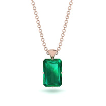 Hidden Halo Emerald Cut Emerald Necklace - Vanessa No. 20 image 1