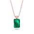 Hidden Halo Emerald Cut Emerald Necklace - Vanessa No. 20