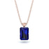 Hidden Halo Emerald Cut Sapphire Necklace - Vanessa No. 29