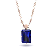 Hidden Halo Emerald Cut Sapphire Necklace - Vanessa No. 44 image 1