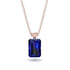 Hidden Halo Emerald Cut Sapphire Necklace - Vanessa No. 44