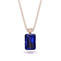 Hidden Halo Emerald Cut Sapphire Necklace - Vanessa No. 59 image 1