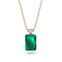 Hidden Halo Emerald Cut Emerald Necklace - Vanessa No. 65 image 1