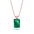 Hidden Halo Emerald Cut Emerald Necklace - Vanessa No. 65