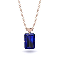 Hidden Halo Emerald Cut Sapphire Necklace - Vanessa No. 74 image 1