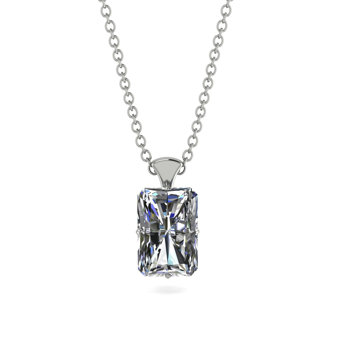 Hidden Halo Emerald Cut Diamond Necklace - Vanessa No. 3