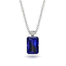Hidden Halo Emerald Cut Sapphire Necklace - Vanessa No. 45 image 1
