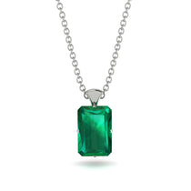 Hidden Halo Emerald Cut Emerald Necklace - Vanessa No. 51 image 1