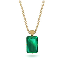 Hidden Halo Emerald Cut Emerald Necklace - Vanessa No. 4 image 1
