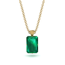 Hidden Halo Emerald Cut Emerald Necklace - Vanessa No. 19 image 1