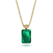 Hidden Halo Emerald Cut Emerald Necklace - Vanessa No. 64 image 1