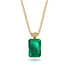 Hidden Halo Emerald Cut Emerald Necklace - Vanessa No. 64