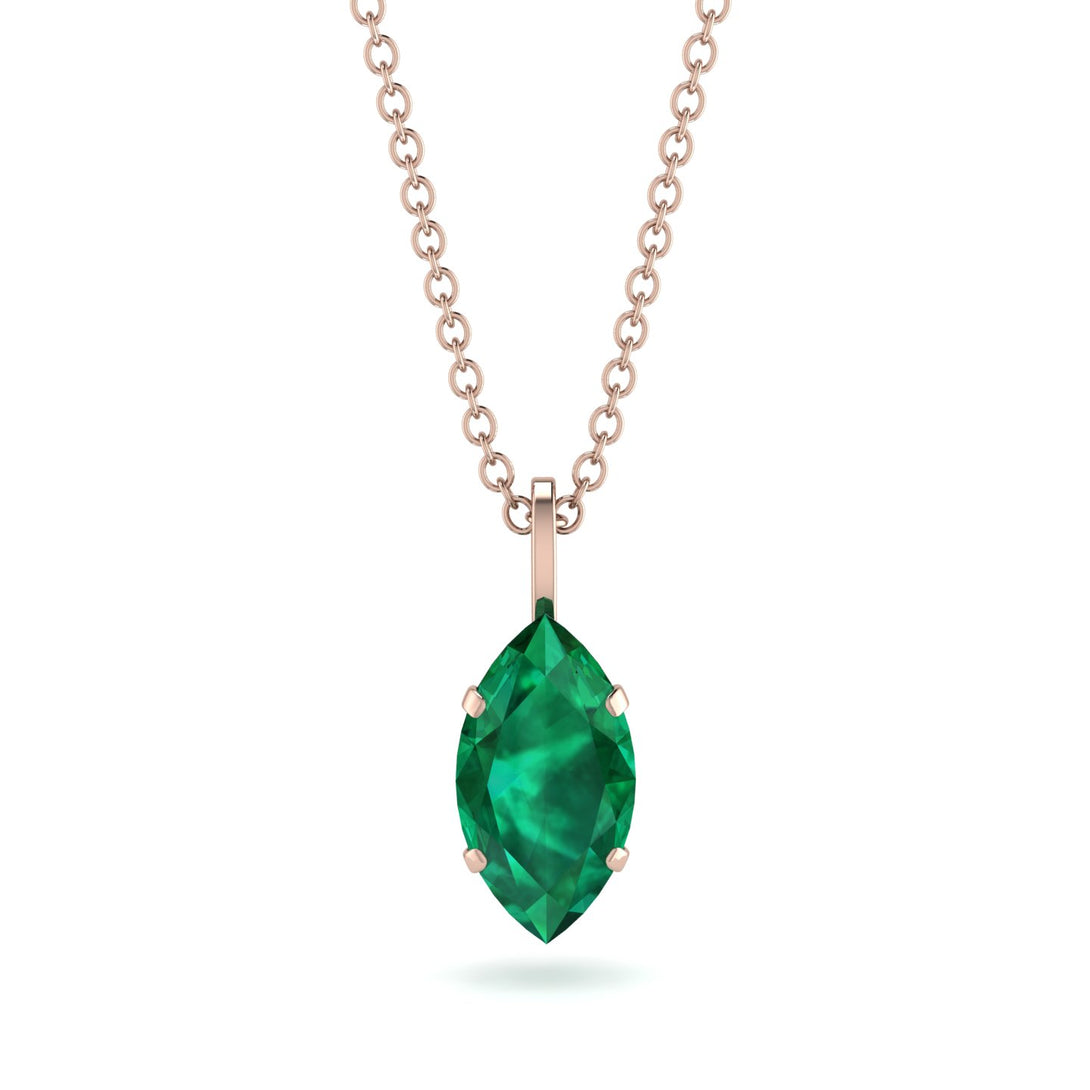 Hidden Halo Marquise Emerald Necklace - Journey No. 35