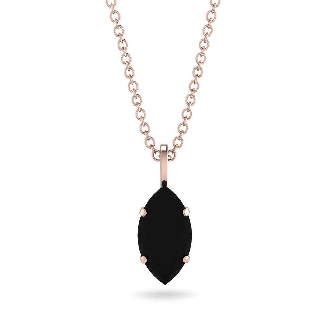 Hidden Halo Marquise Black Diamond Necklace - Journey No. 38