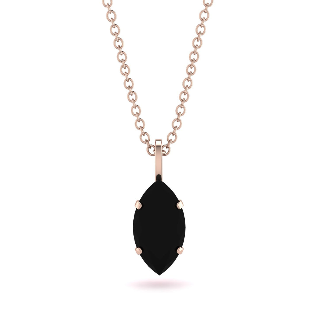 Hidden Halo Marquise Black Diamond Necklace - Journey No. 53