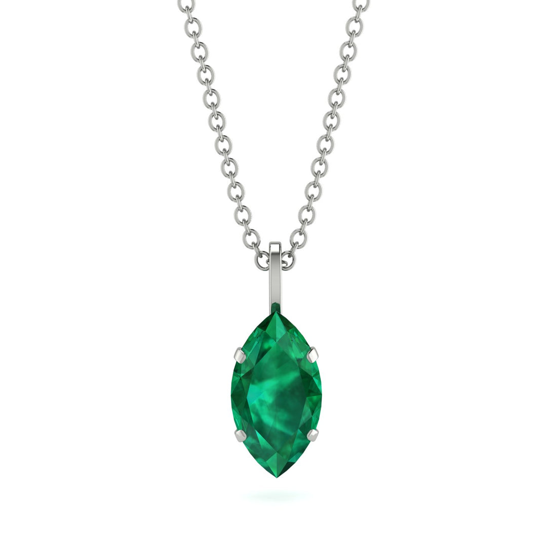 Hidden Halo Marquise Emerald Necklace - Journey No. 6