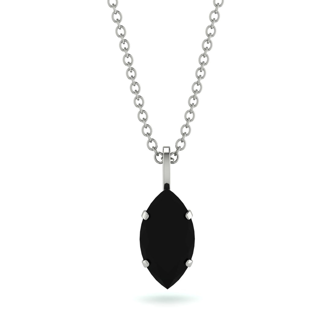 Hidden Halo Marquise Black Diamond Necklace - Journey No. 24