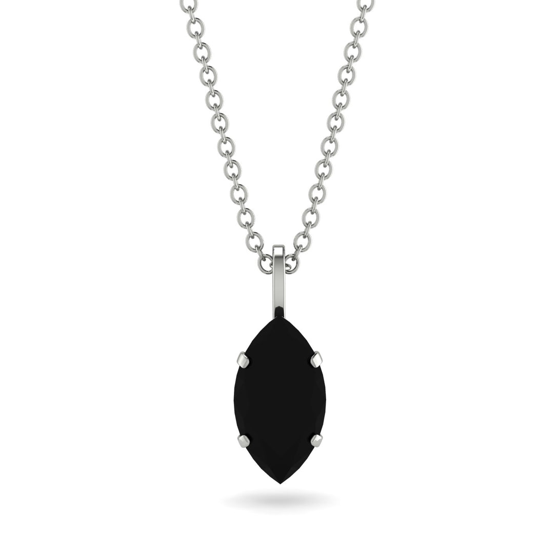 Hidden Halo Marquise Black Diamond Necklace - Journey No. 39