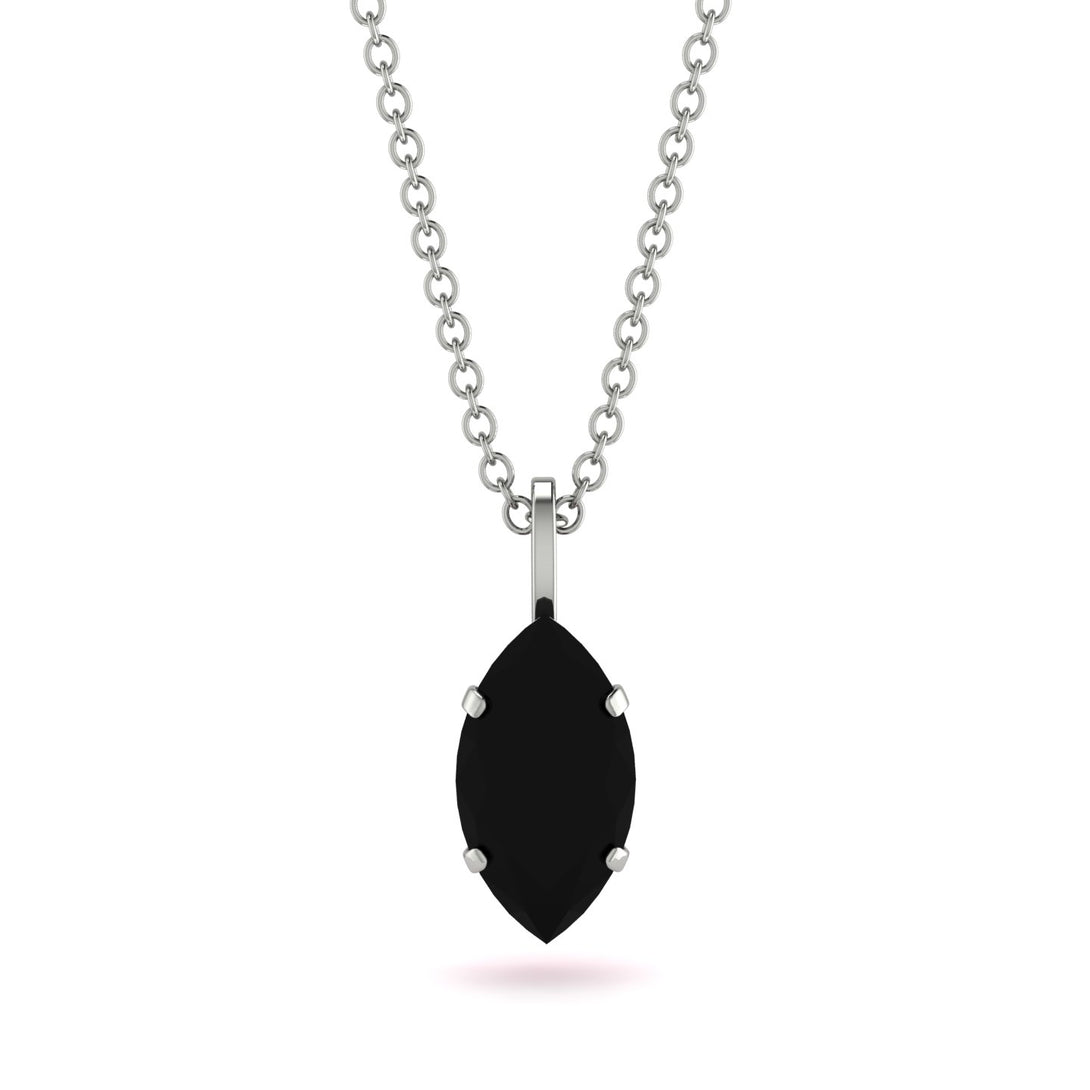 Hidden Halo Marquise Black Diamond Necklace - Journey No. 54
