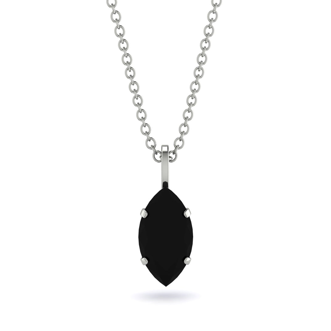 Hidden Halo Marquise Black Diamond Necklace - Journey No. 69